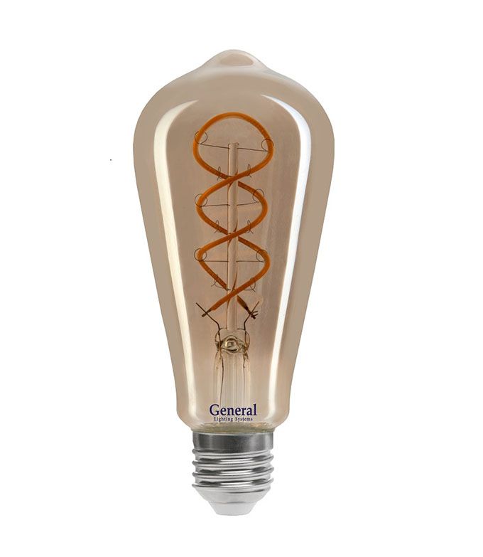 Светодиодная ретро лампа General LED 6W ST64 E27 дымчатая с нитевым излучателем 1800K