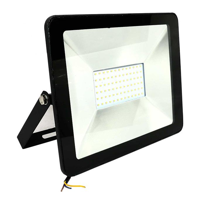 Светодиодный прожектор Ecola LED 50W IP65 тонкий черный 2800K