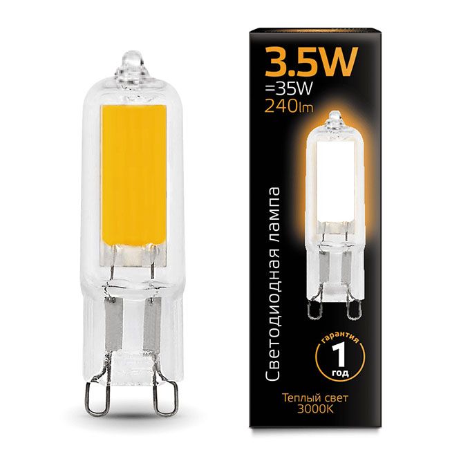 Светодиодная капсульная лампа Gauss G9 LED 3,5W (стекло) 3000K