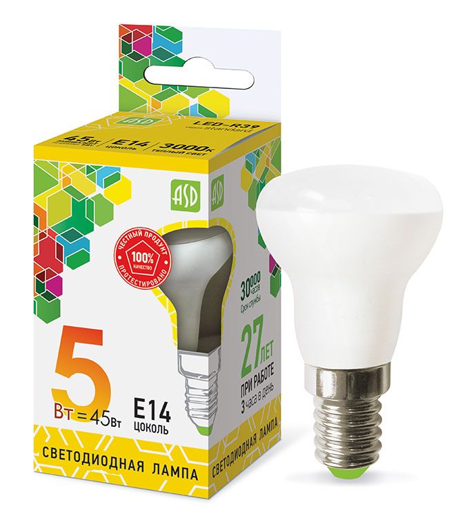 Светодиодная лампа ASD Standard рефлектор R39 LED 5W E14 (матовая) 3000K