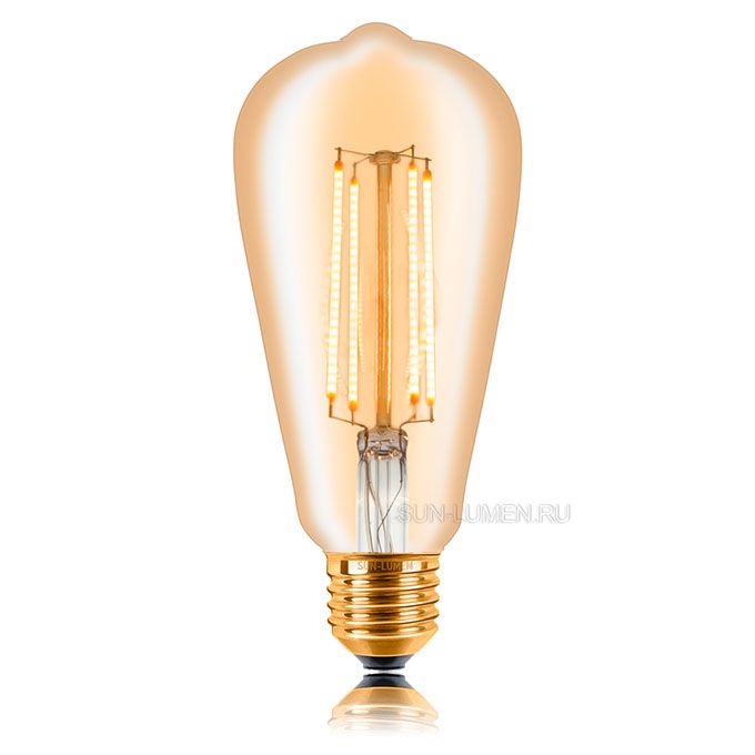 Светодиодная ретро лампа Sun-Lumen LED 4W ST64 4F60 E27 (прозрачная) золотистая 2200K