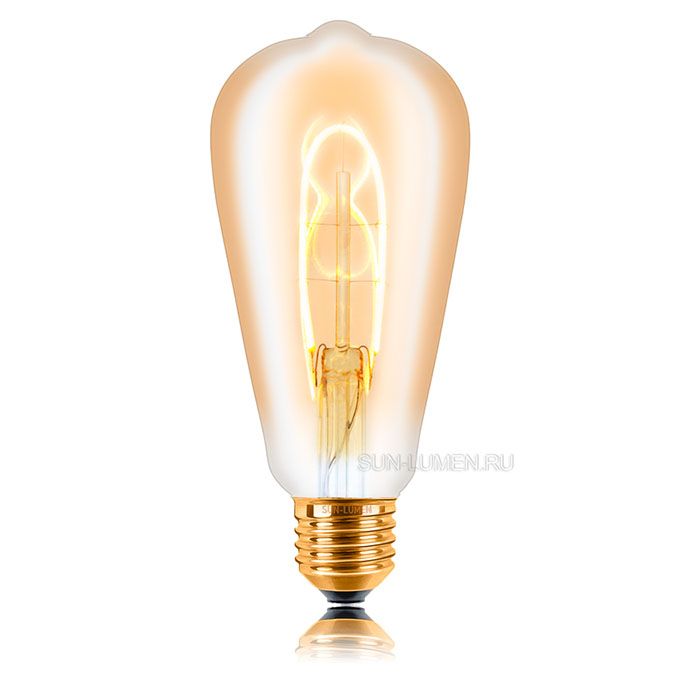 Светодиодная ретро лампа Sun-Lumen LED 3W ST64 SF-U E27 (прозрачная) золотистая 2200K