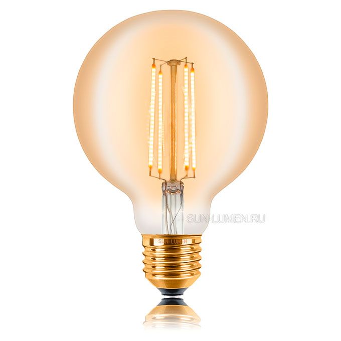Светодиодная ретро лампа Sun-Lumen LED 4W G95 4F60 E27 (прозрачная) золотистая 2200K