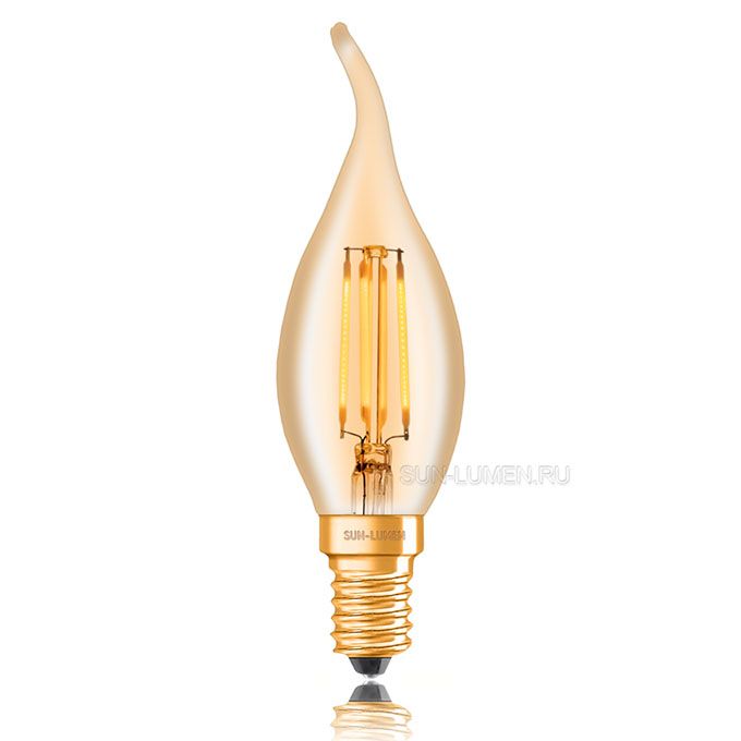 Диммируемая светодиодная ретро лампа Sun-Lumen LED 4W CW35 E14 (золотистая) 2200K