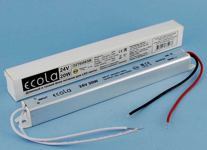 Блок питания Ecola для светодиодной ленты 20W IP20 220V-24V тонкий