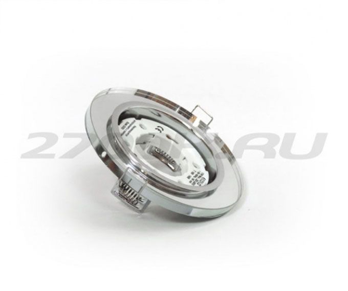Встраиваемый светильник Ecola GX53 H4 LD5310 Glass хром с подсветкой и круглой зеркальной вкладкой