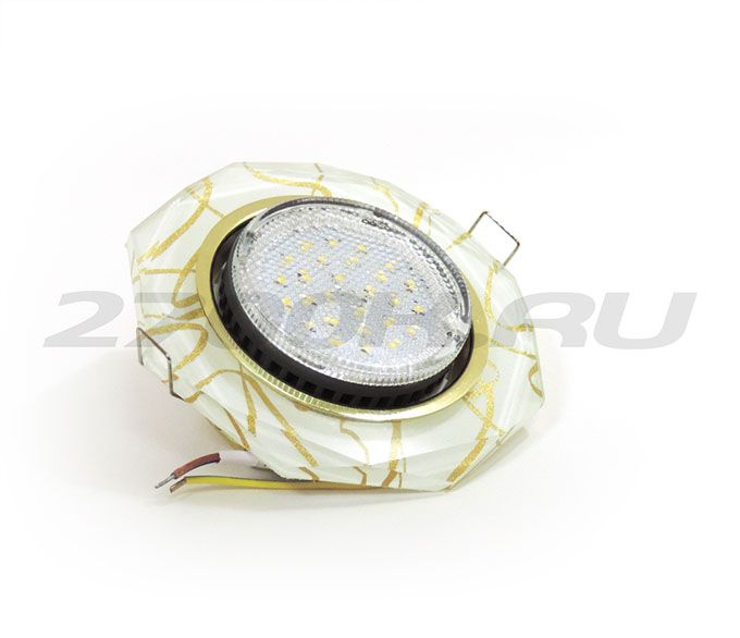 Встраиваемый светильник Ecola GX53 H4 LD5312 Glass золото с подсветкой и восьмиугольной вкладкой золото на белом