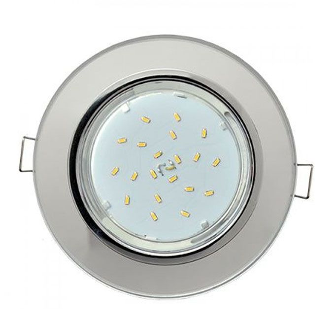 Встраиваемый светильник Ecola GX53 H4 5310 Glass хром с круглой матовой вкладкой