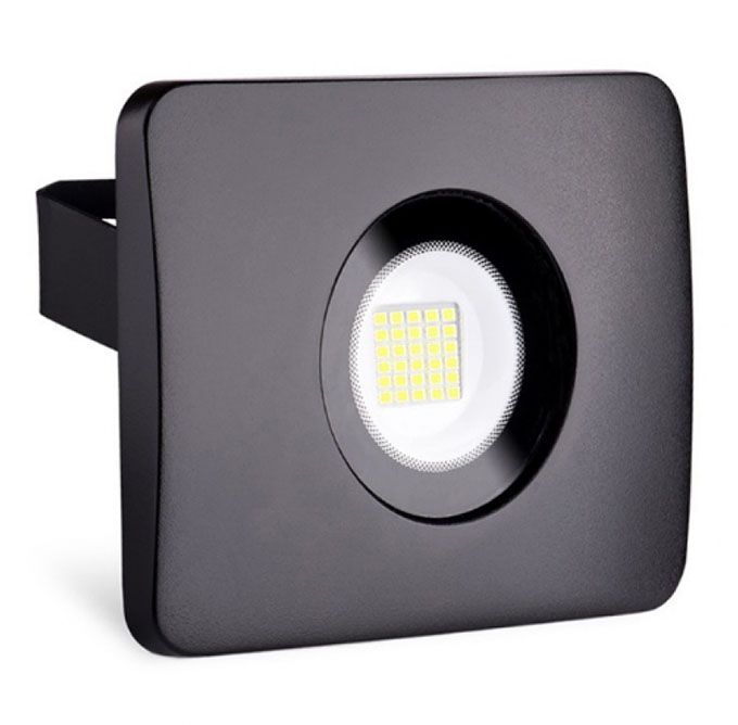 Светодиодный прожектор Ecola LED 20W IP65 ультратонкий черный 2800K