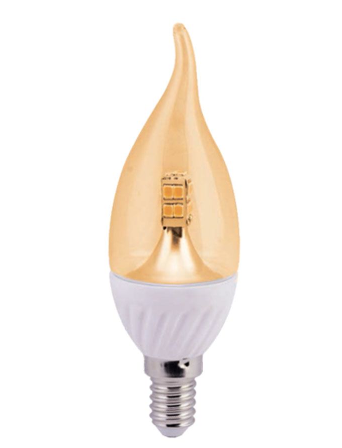 Светодиодная лампа Ecola свеча на ветру LED 4W E14 (керамика) прозрачная 
искристая точка золотистая