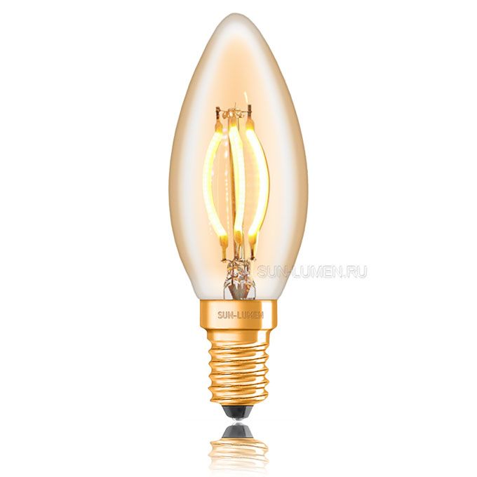 Диммируемая светодиодная ретро лампа Sun-Lumen LED Curve 4W C35 E14 (золотистая) 2200K