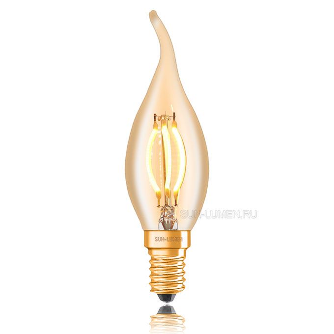 Диммируемая светодиодная ретро лампа Sun-Lumen LED Curve 4W CW35 E14 (золотистая) 2200K