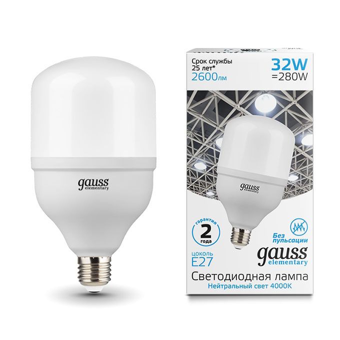 Светодиодная лампа Gauss Elementary T100 LED 32W E27 (матовая) 4000K