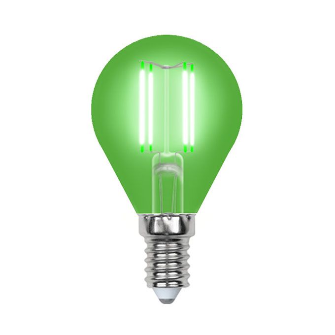 Филаментная светодиодная лампа Uniel Air шар LED 5W G45 E14 (прозрачная) зеленая