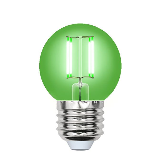 Филаментная светодиодная лампа Uniel Air шар LED 5W G45 E27 (прозрачная) зеленая
