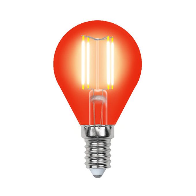 Филаментная светодиодная лампа Uniel Air шар LED 5W G45 E14 (прозрачная) красная