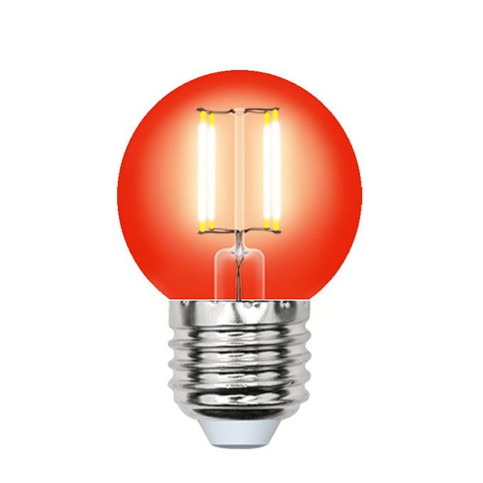 Филаментная светодиодная лампа Uniel Air шар LED 5W G45 E27 (прозрачная) красная