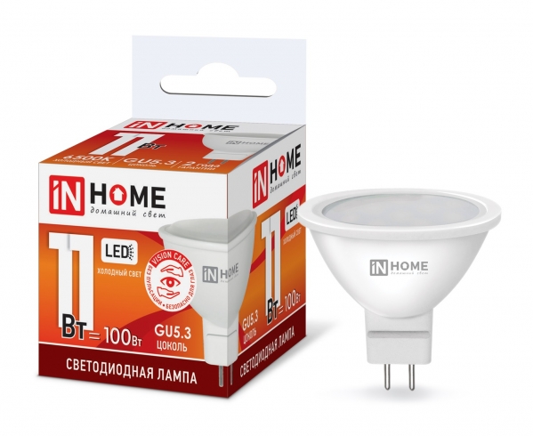 Светодиодная лампа IN HOME Vision Care рефлектор MR16 LED 11W (матовая) 6500K
