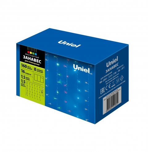 Светодиодный занавес Uniel ULD-C1515-160 IP20 1,5х1,5м разноцветный 8 режимов