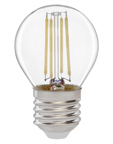 Филаментная светодиодная лампа General шар LED 10W G45 E27 (прозрачная) 4500K