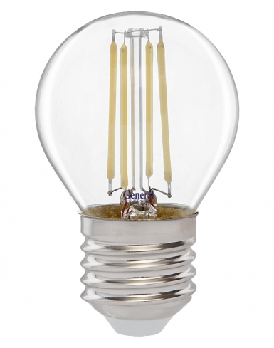 Филаментная светодиодная лампа General шар LED 10W G45 E27 (прозрачная) 6500K