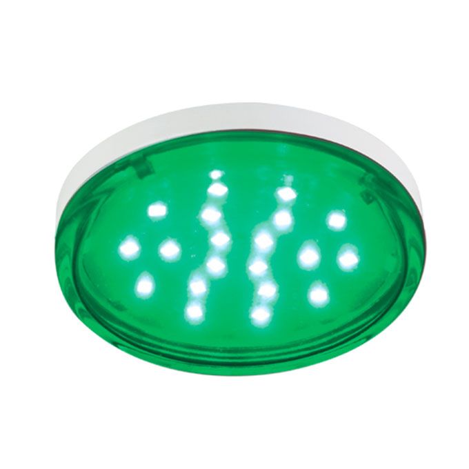 Светодиодная лампа Ecola в форме таблетки GX53 LED 4,4W (прозрачное стекло) зеленый