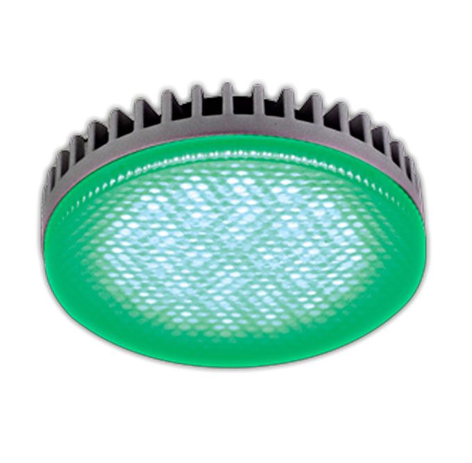 Светодиодная лампа Ecola в форме таблетки GX53 LED 6,1W матовая (алюминий) зеленый