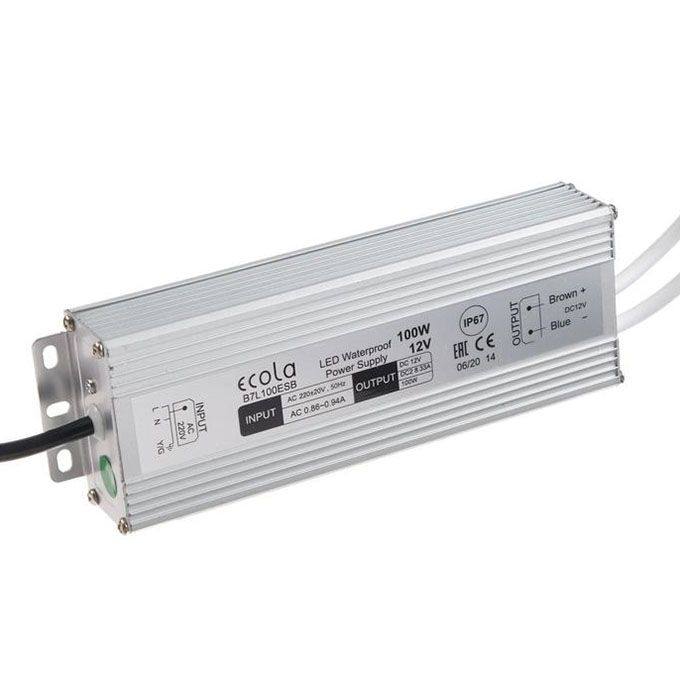 Блок питания Ecola для светодиодной ленты 100W IP67 220V-12V