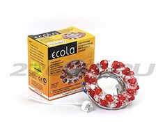 Встраиваемый светильник Ecola MR16 CD4141 GU5.3 хром с прозрачными и рубиновыми хрусталиками
