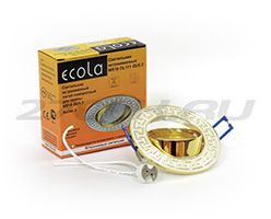 Встраиваемый поворотный светильник Ecola MR16 DL111 меандр хром и сатин-золото