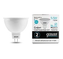 Светодиодная лампа Gauss Elementary рефлектор MR16 LED 5,5W GU5.3 (матовая) 4100K