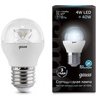 Светодиодная лампа Gauss шар с оптической линзой LED 4W E27 (прозрачная) 4100K