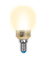 Светодиодная лампа Uniel Crystal Gold в форме шара LED 5W E14 3000K для хрустальных люстр (матовая)