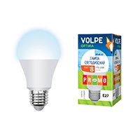 Светодиодная лампа Volpe Optima в форме шара A60 E27 LED 8W (матовое стекло) 4500K