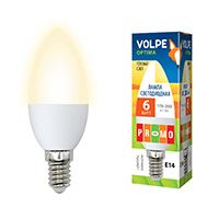 Светодиодная лампа Volpe Optima свеча C37 E14 LED 6W (матовое стекло) 3000K