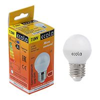Светодиодная лампа Ecola в форме шара LED 7W G45 E27 2700K