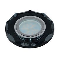 Встраиваемый светильник Fametto Peonia MR16 DLS-P105 GU5.3 хром со стеклянной десятигранной вкладкой с вогнутыми гранями черный