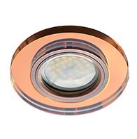 Встраиваемый светильник Ecola MR16 DL1650 GU5.3 Glass черненая медь с янтарной круглой вкладкой