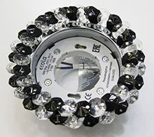Встраиваемый светильник Ecola GX53 H4 Glass хром с прозрачными и черными хрусталиками