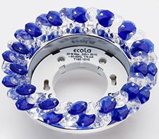 Встраиваемый светильник Ecola GX53 H4 Glass хром с прозрачными и голубыми хрусталиками