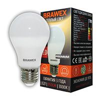 Светодиодная лампа BRAWEX Premium шар LED 10W A60 E27 3000K
