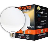 Светодиодная лампа BRAWEX Premium шар LED G120 E27 15W 3000K