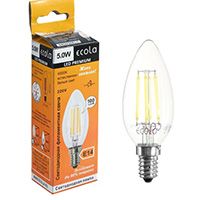 Филаментная светодиодная лампа Ecola в форме свечи LED Premium 5W E14 (прозрачная) 4000K