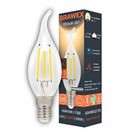 Филаментная светодиодная лампа BRAWEX Premium в форме свечи на ветру LED 5W E14 (прозрачная) 3000K