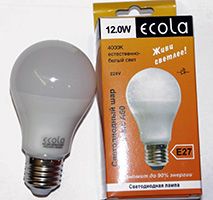 Светодиодная лампа Ecola в форме шара LED 12W A60 E27 2700K