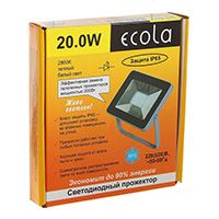 Светодиодный прожектор Ecola LED 20W IP65 ультратонкий серебристо-серый 2800K