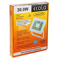 Светодиодный прожектор Ecola LED 30W IP65 ультратонкий белый 4200K