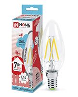Филаментная светодиодная лампа IN HOME Deco свеча LED 7W E14 (прозрачная) 4000K