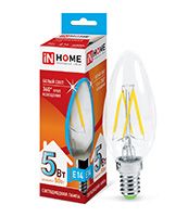 Филаментная cветодиодная лампа IN HOME Deco свеча LED 5W E14 (прозрачная) 4000K