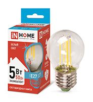 Филаментная светодиодная лампа IN HOME Deco шар LED 5W G45 E27 (прозрачная) 4000K
